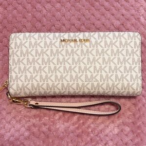 Michael Kors Beige Monogram Wristlet